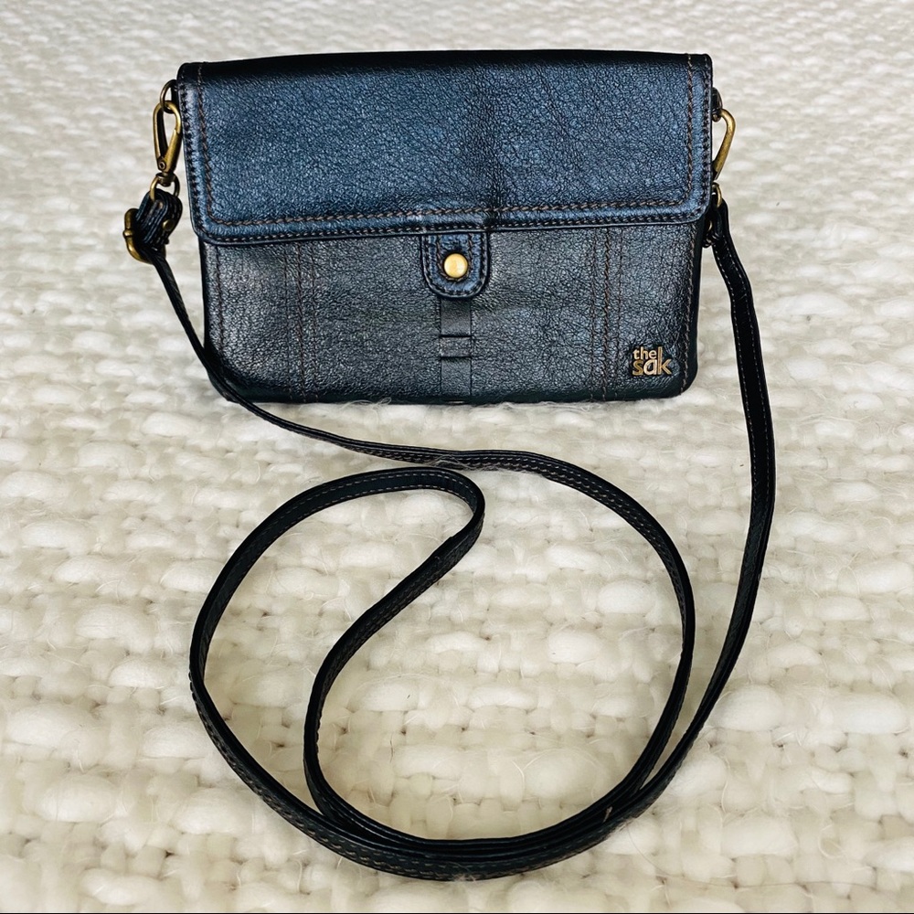 The Sak black leather crossbody purse